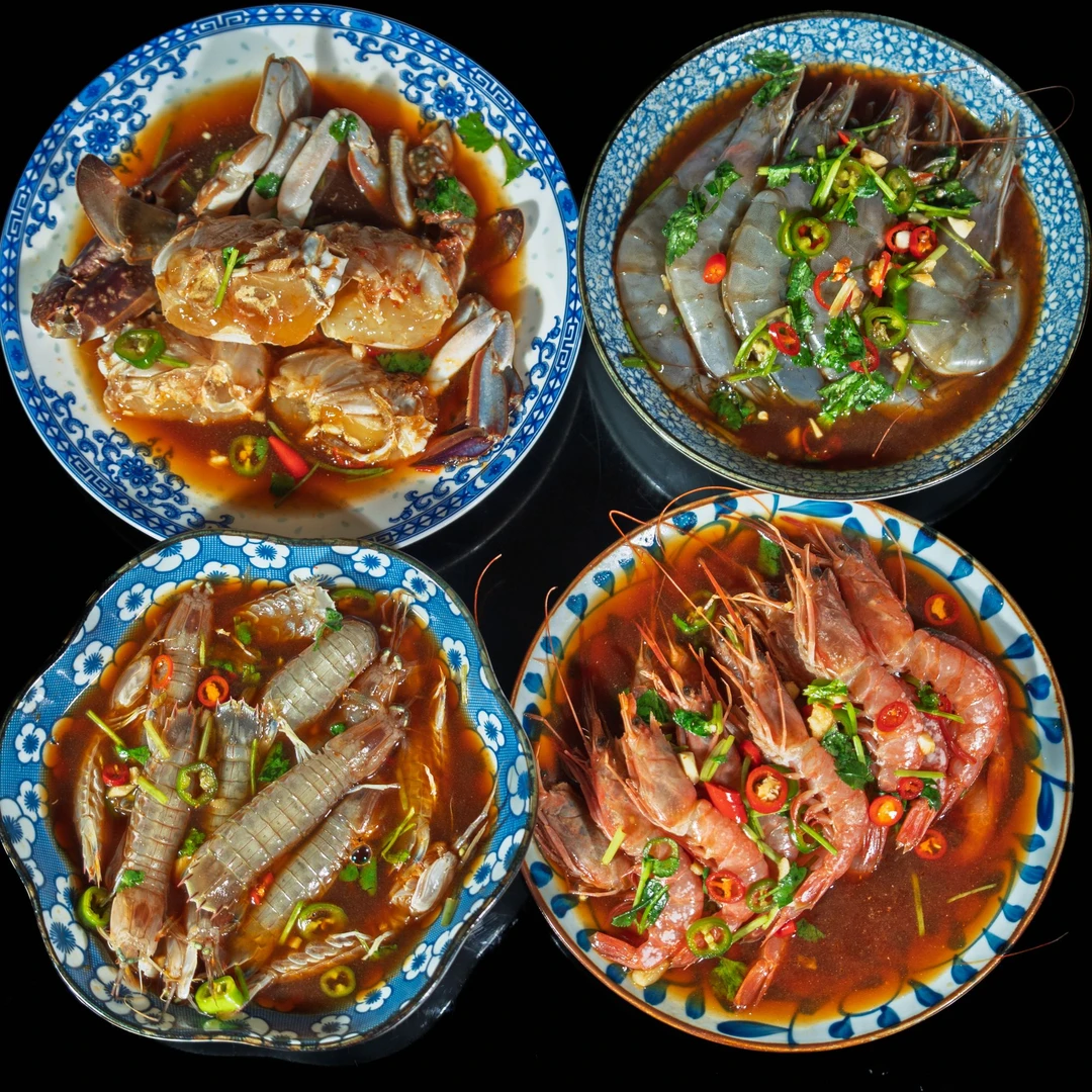 潮汕生腌组合套餐对虾红虾皮皮虾梭子蟹任意搭配4选2