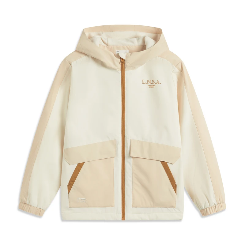 李宁儿童运动风衣女童2024冬保暖防寒拆卸三合一外套YWBU040-B品