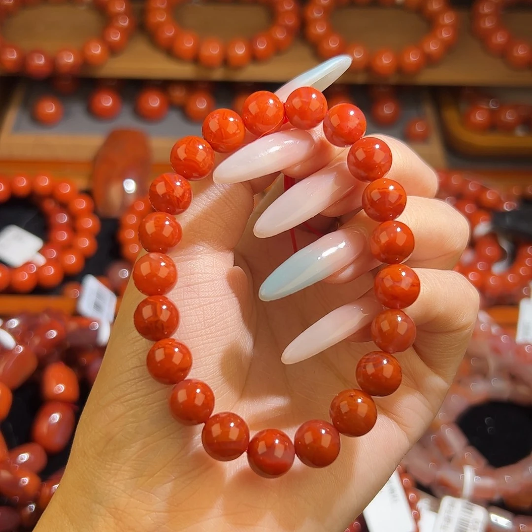 南红玛瑙手链未镶嵌9mm火焰纹