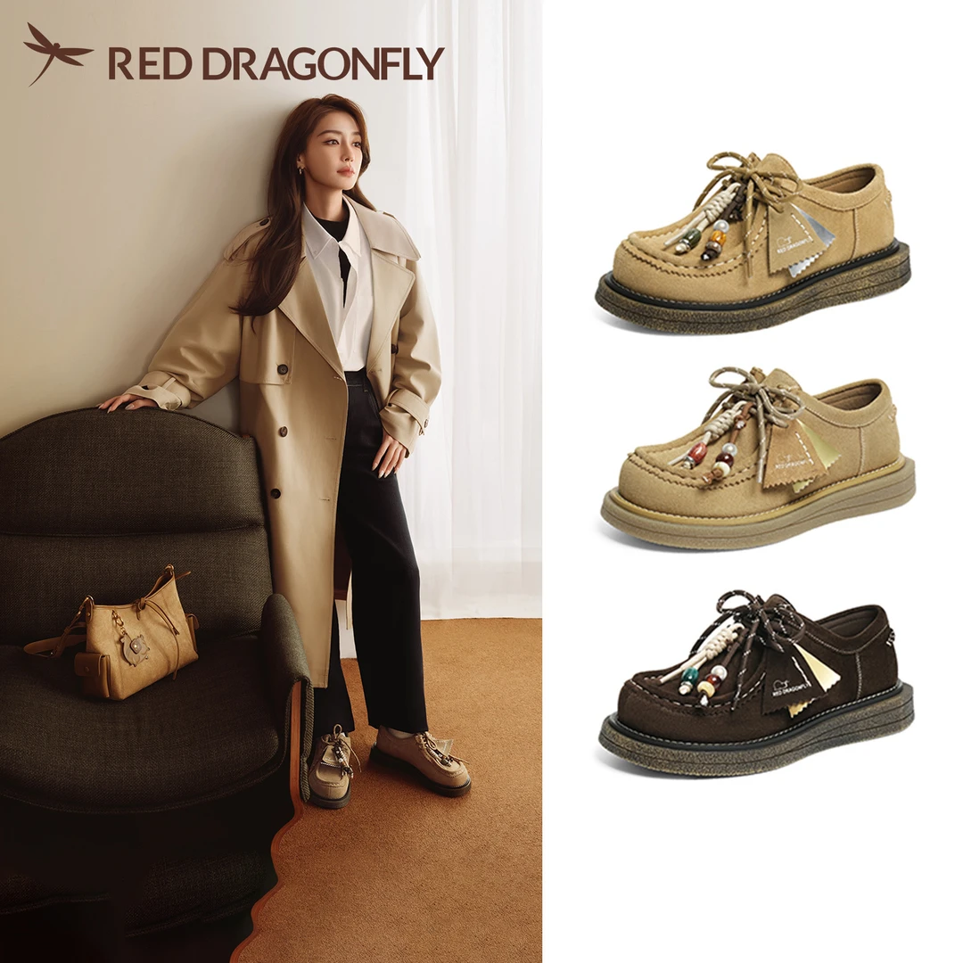 红蜻蜓卡皮巴拉baby同款女鞋2025秋季新款一脚蹬时尚休闲袋鼠鞋女