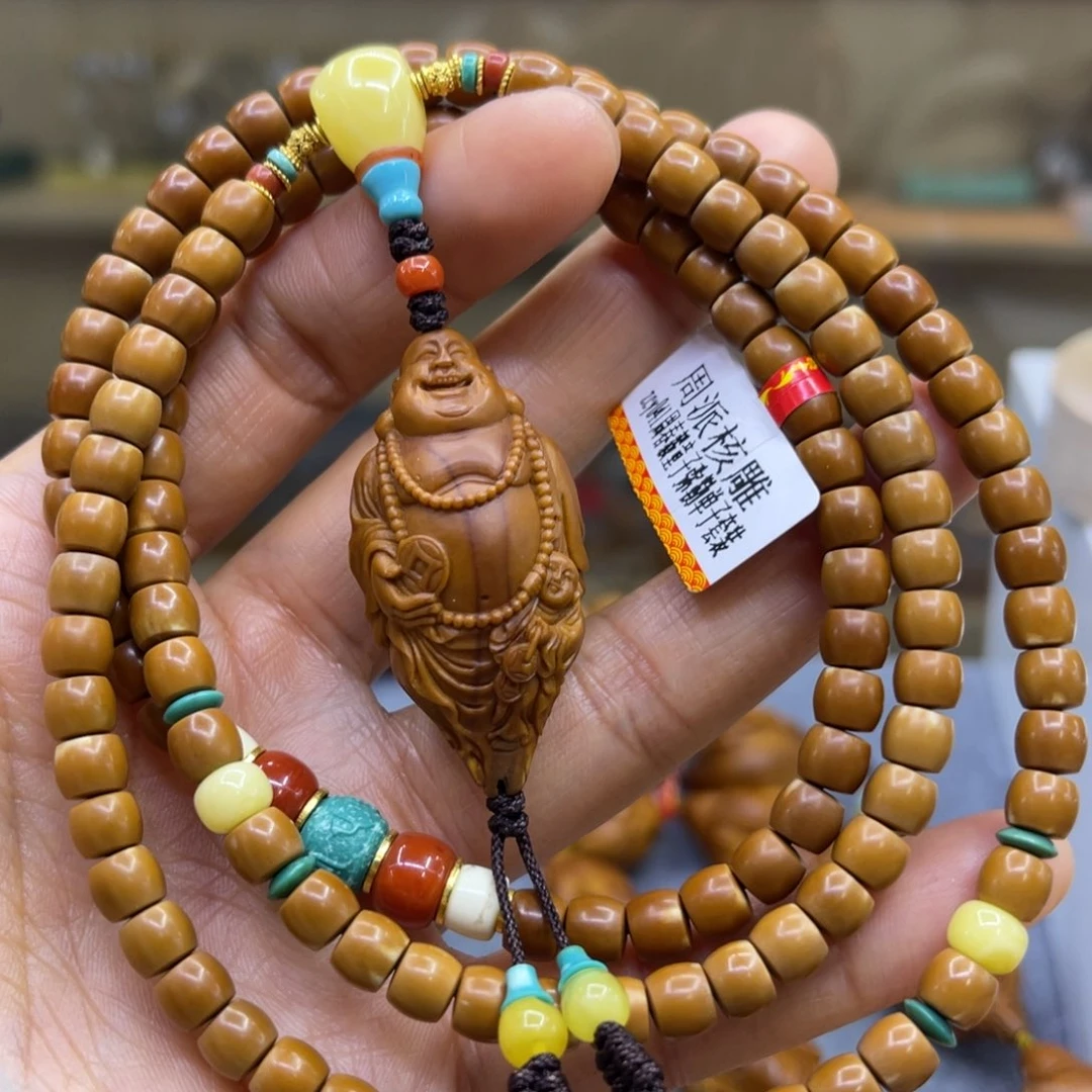 吊坠橄榄核童子弥勒套装