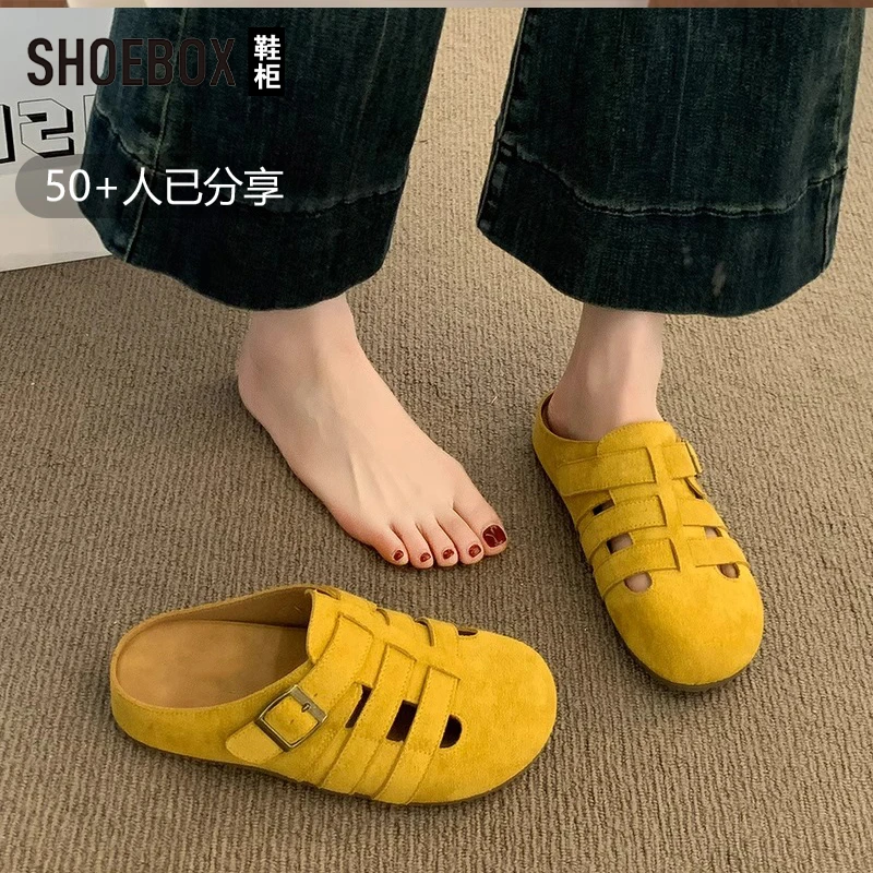 SHOEBOX鞋柜厚底勃肯鞋女2025新款夏一脚蹬百搭懒人包头半拖鞋