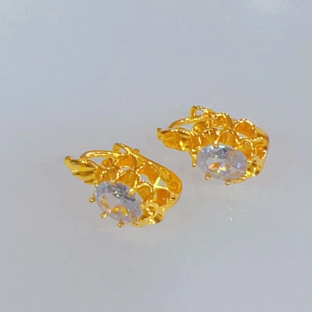 铜合金亚克力耳饰 红色植物花卉金色蓝色民族风耳饰品珠宝精致