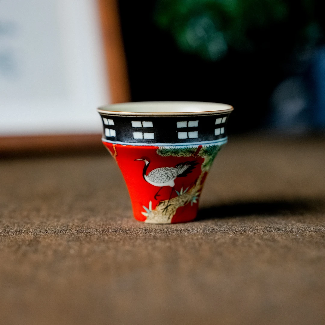 【霖溪】松鹤延年茶杯  50ml（霖溪0098）