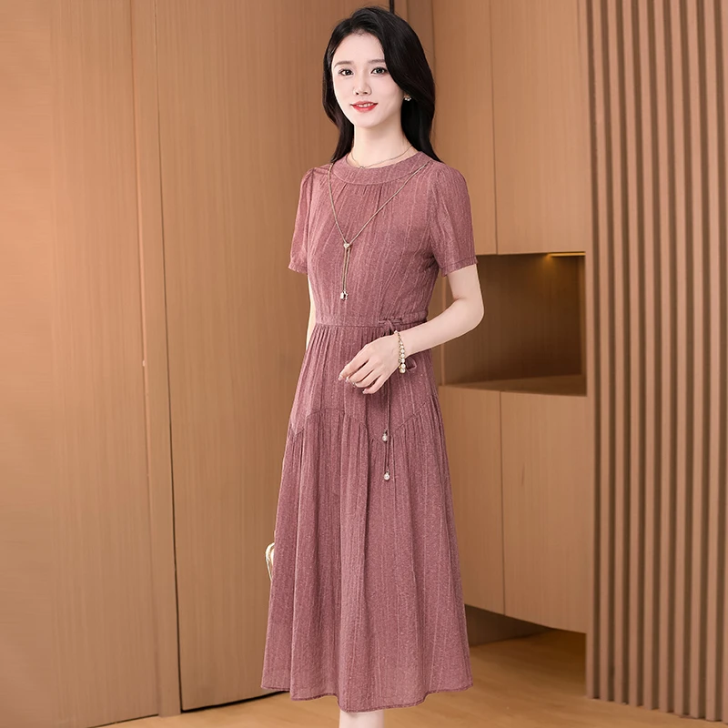 品牌贵夫人轻奢女装连衣裙2025新款夏高贵洋气妈妈装裙子