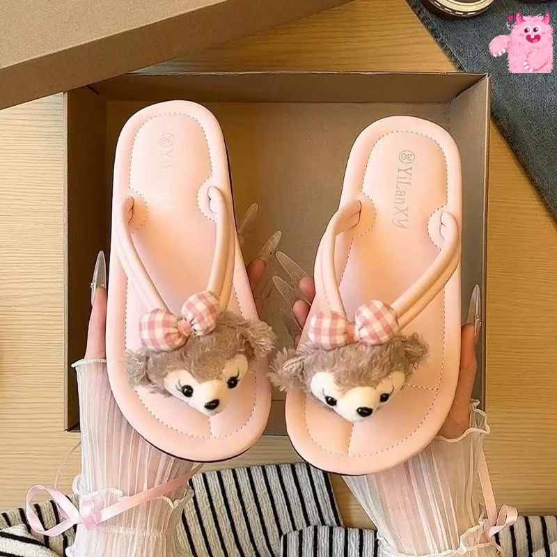 仙女风ins卡通可爱人字拖外穿女2025年夏季新款软底沙滩平底拖鞋