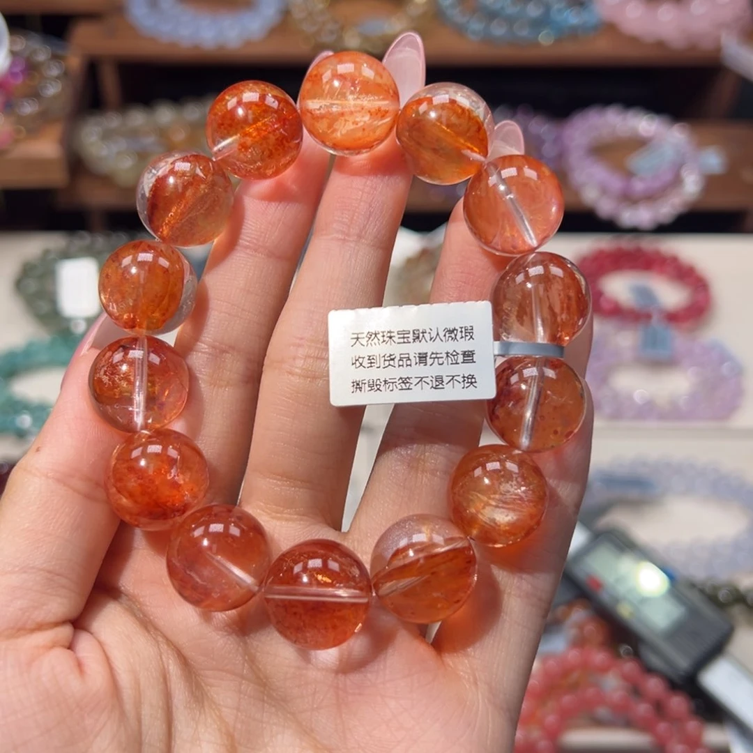 唯***一水晶手链未镶嵌15m天花板级冰种糖纸胶花