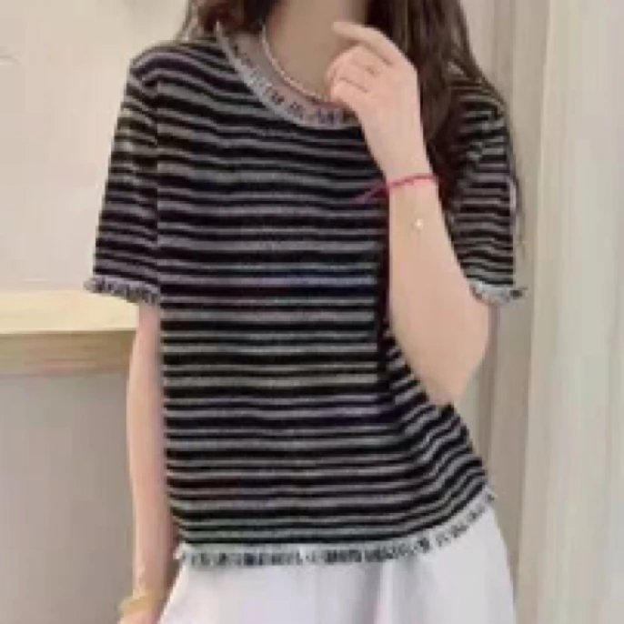 「旭润服饰」59款流苏条纹短袖