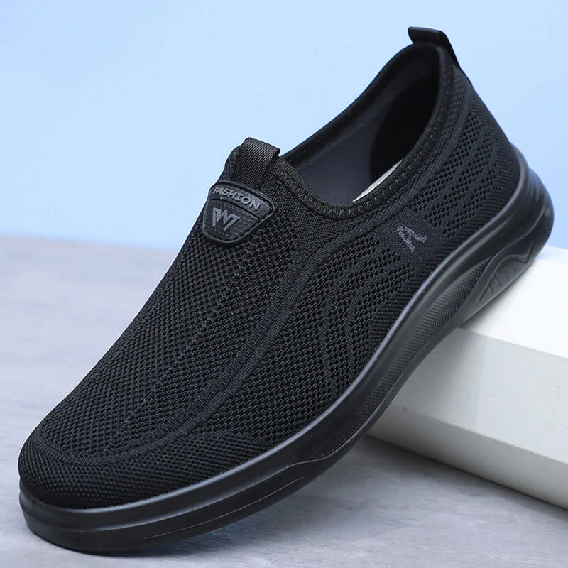 春夏老北京布鞋男单鞋软底透气中老年网面鞋平底一脚蹬爷爷老头鞋