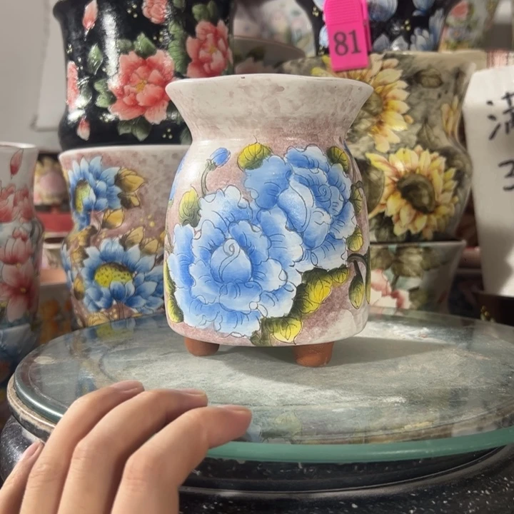 景德镇手绘花盆满38包邮偏远地区除外