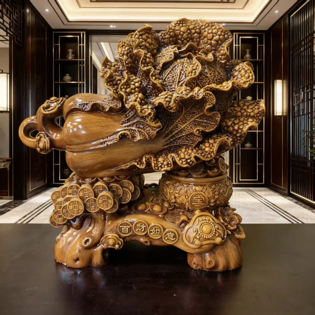 (百财如意) XDH白菜新中式摆件办公室玄关送礼摆件 约高30*长33cm