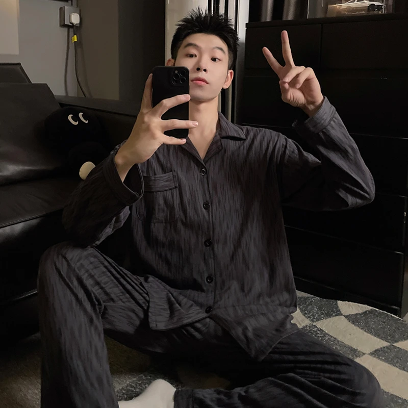 2025新款睡衣男士春秋季纯棉长袖全棉薄款青少年男生秋家居服套装