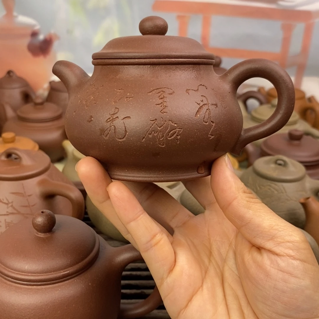 紫砂茶壶200cccc深井羊角山紫泥潘壶