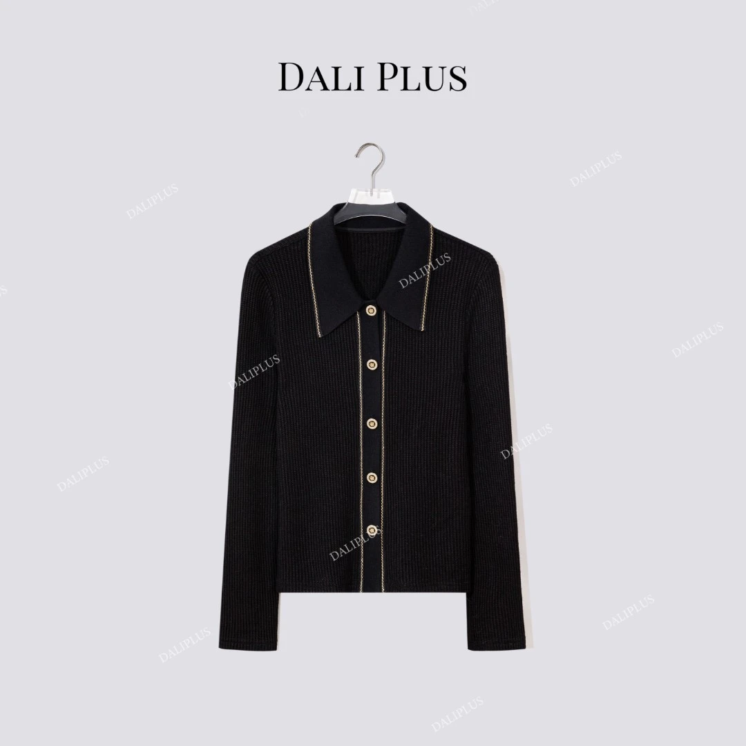 DALI PLUS“金丝针织开衫” 气质款POLO长袖毛衣-D5MM3226