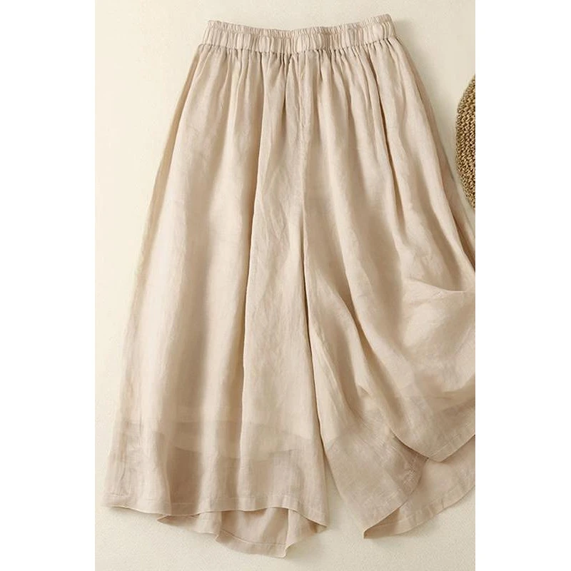 透气裙裤2024夏季新款阔腿七分裤女大码胖mm显瘦裤子梨形身材