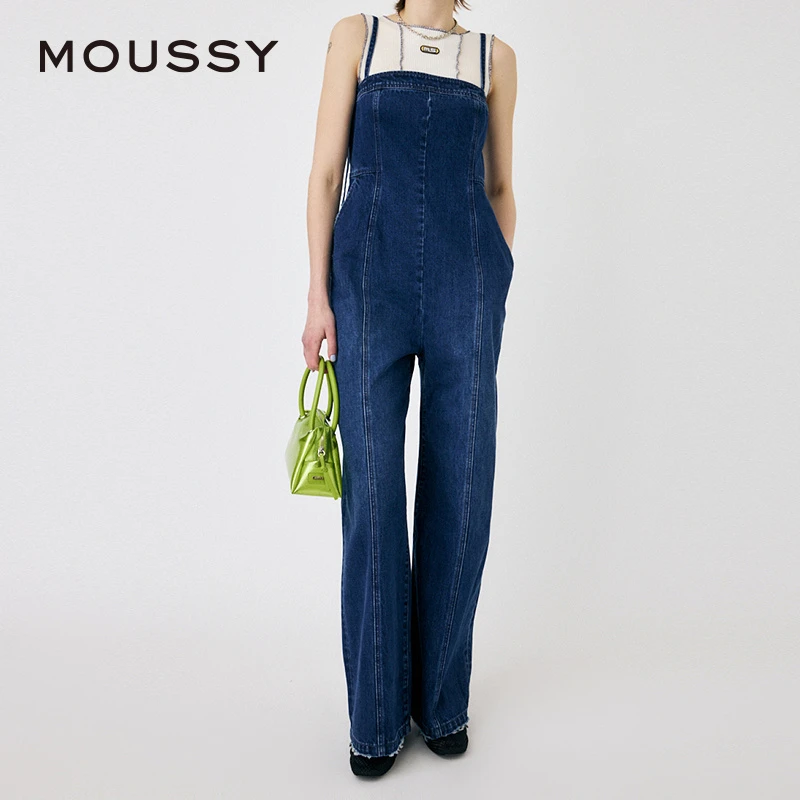 MOUSSY 2024秋冬简约经典复古风吊带连体牛仔裤010HSS11-0230