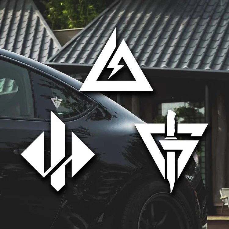 三角洲行动游戏改装车摩托车电动车车身装饰车贴三角窗创意车贴纸
