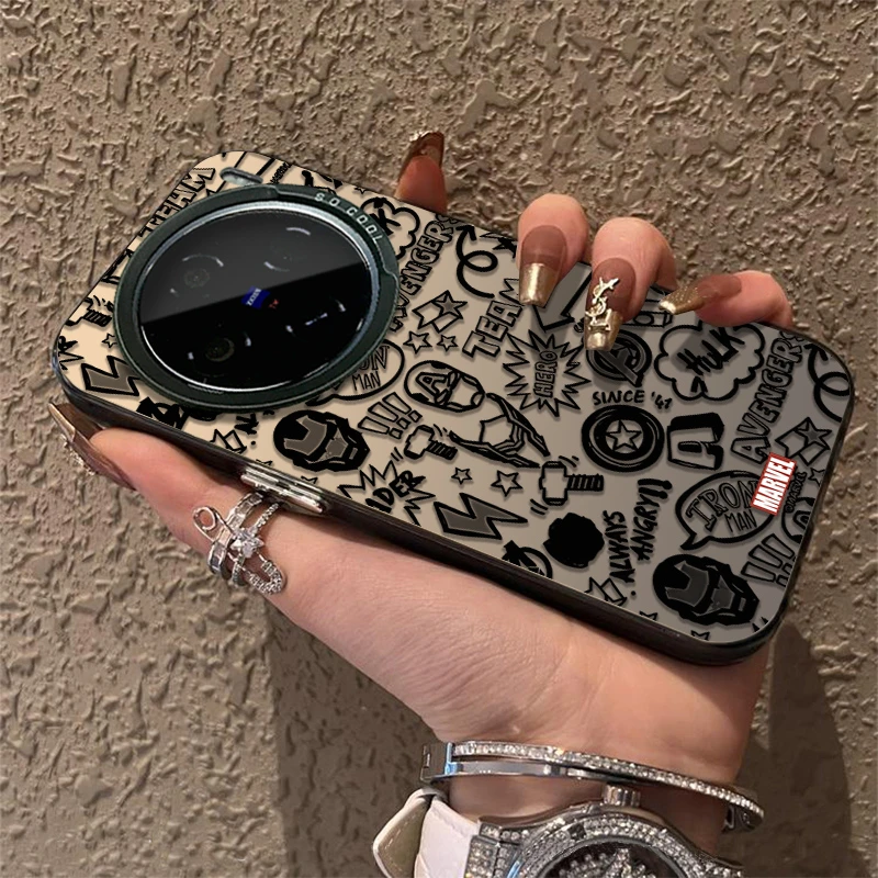 漫威涂鸦适用vivox300pro手机壳x300网红情侣x200ultra简约个性新