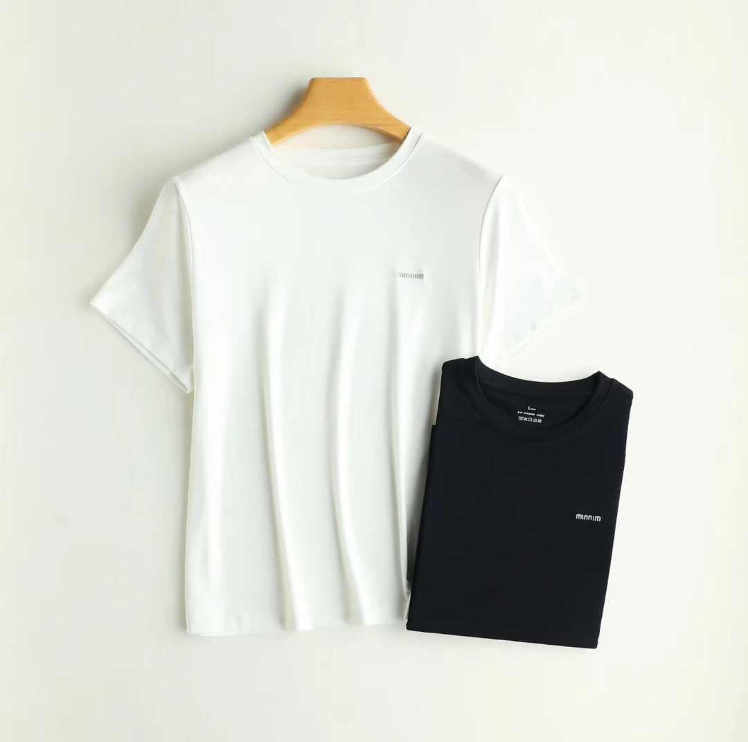 17317#女士兰精莫代尔圆领刺绣短袖