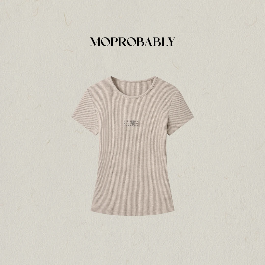 Moprobably李予诺「序号主义」简约百搭时尚圆领短袖T恤L5347012