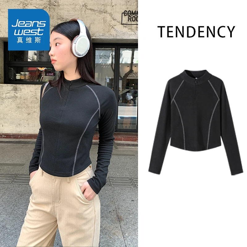 真维斯加绒开衫打底衫女秋冬季2026新款半高领长袖小个子加厚上衣