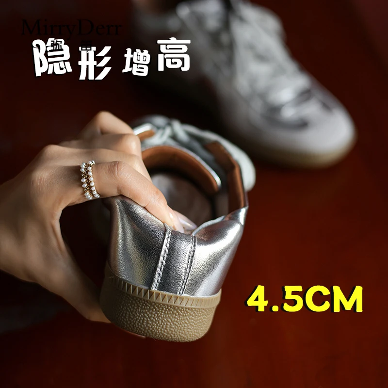 内德训银色秀气超火今年鞋子德训鞋子女款爆款女士鞋子厚底休闲鞋