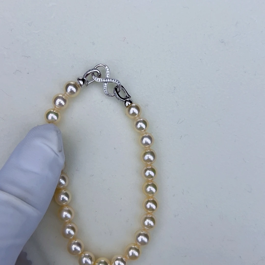 海水珍珠海水akoya羽皇金手链6-7mm未镶嵌