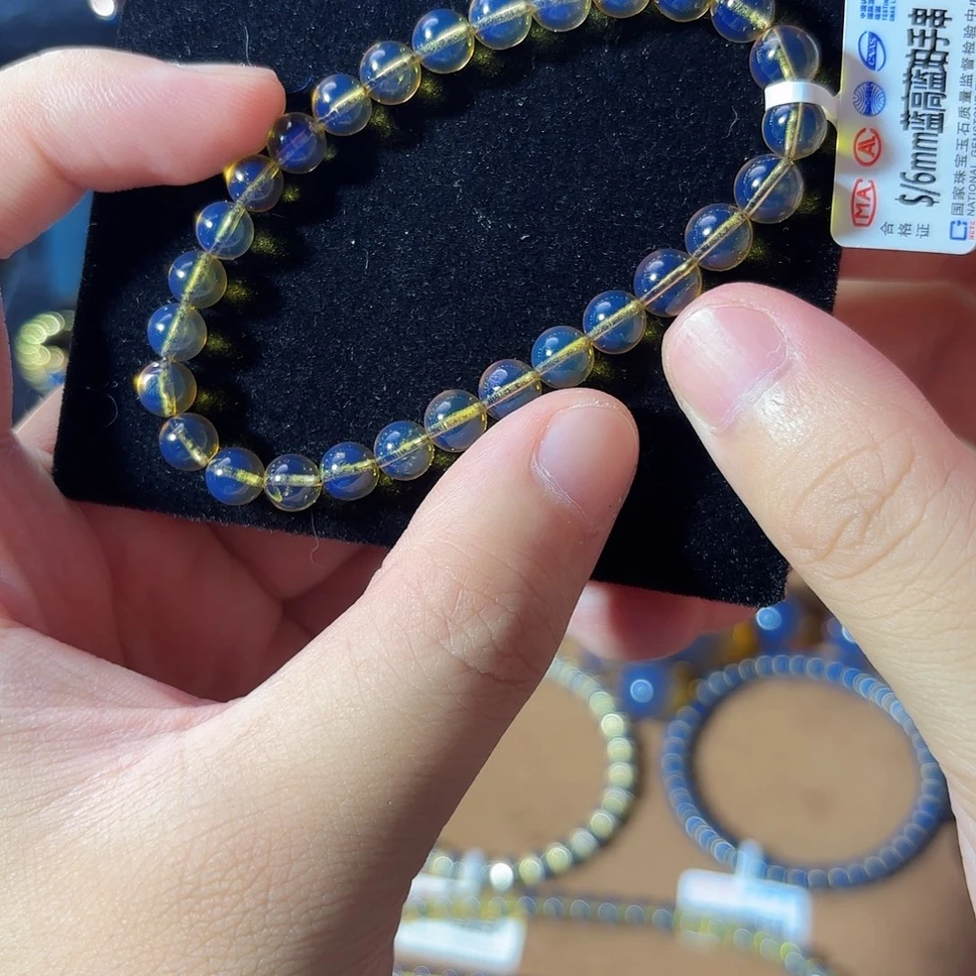 未镶嵌琥珀裸石6mm高蓝手串特价