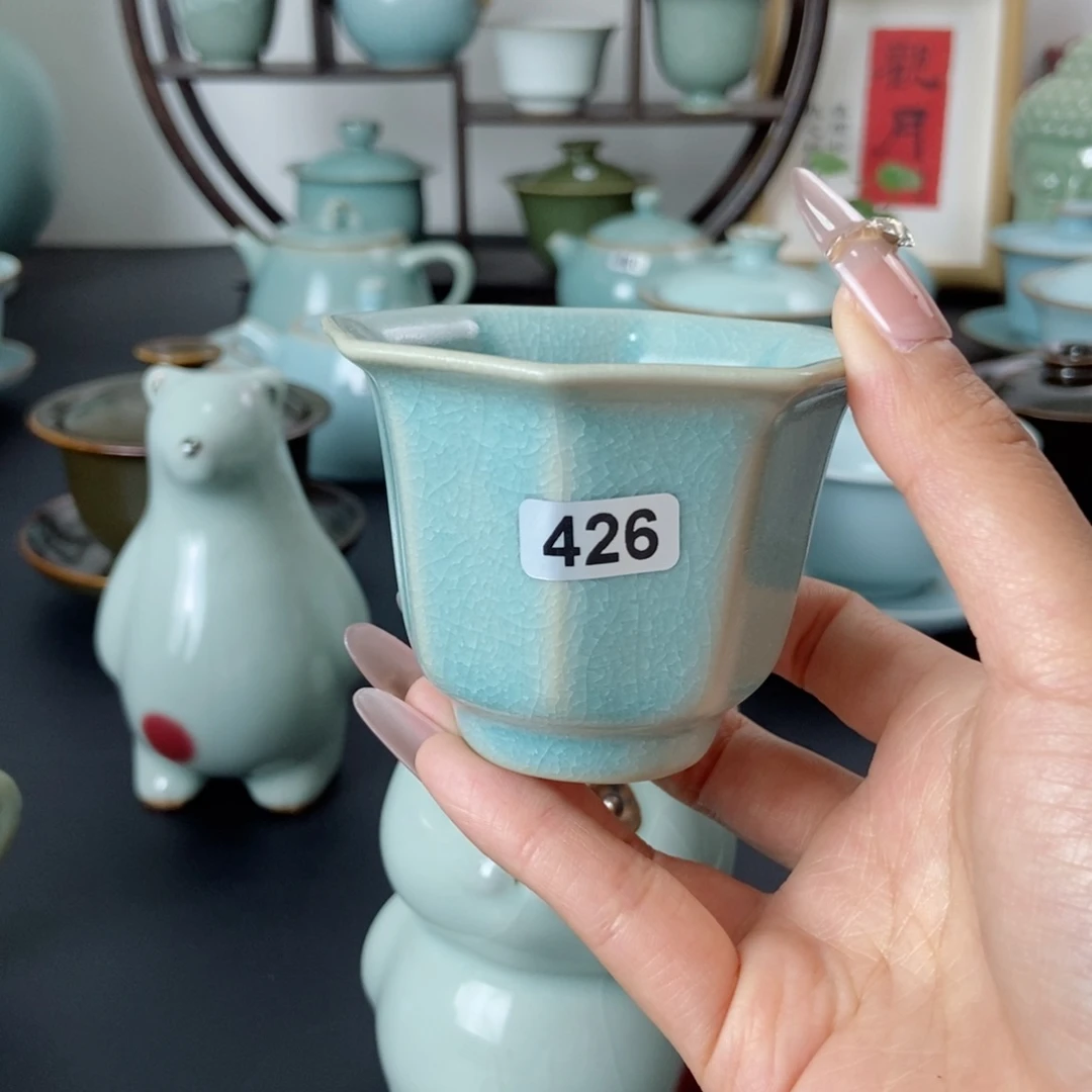 一**缘仿古釉八方杯426瑕