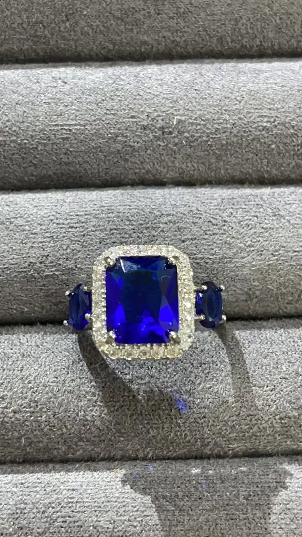 福玺甄选棕蓝方戒指7199