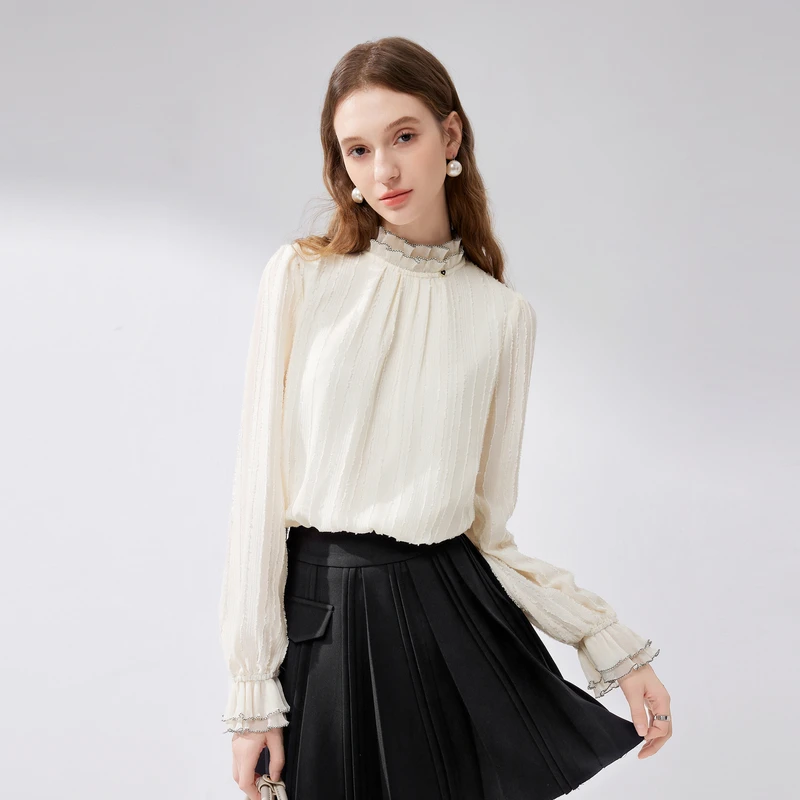 【椰蓉】秋水伊人设计款雪纺衫2025年秋新款内搭小衫624102M050503