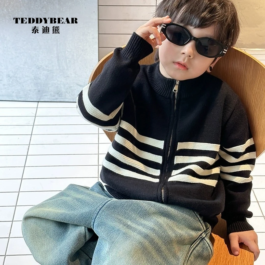 TeddyBear/泰迪熊男童毛衣针织开衫外套2024新款秋冬装潮YMDX052
