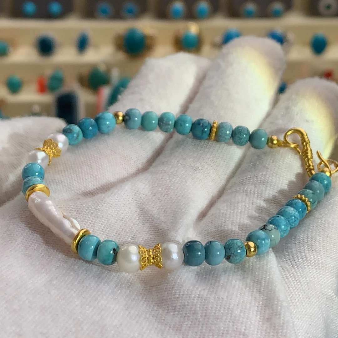 未镶嵌绿松石雾霾蓝手链