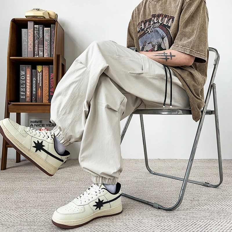 伞兵裤束脚纯色休闲裤设计感高街日系百搭高级感新款男士大码长裤