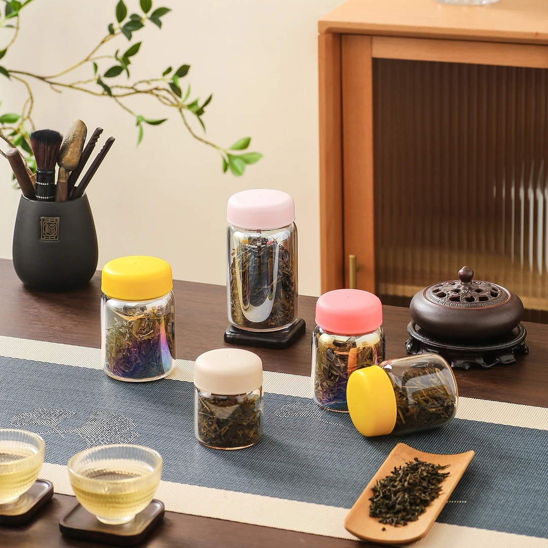 茶叶密封罐避光玻璃密封保鲜花胶炖煮蒸高档小罐子茶叶密封携带