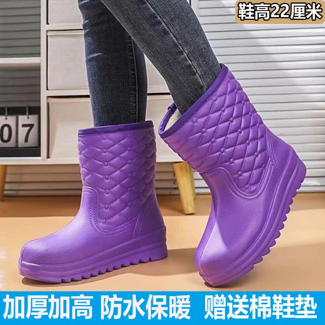 雨鞋女时尚款外穿防滑防水防油高档防寒超软中筒加绒雨靴胶鞋水鞋