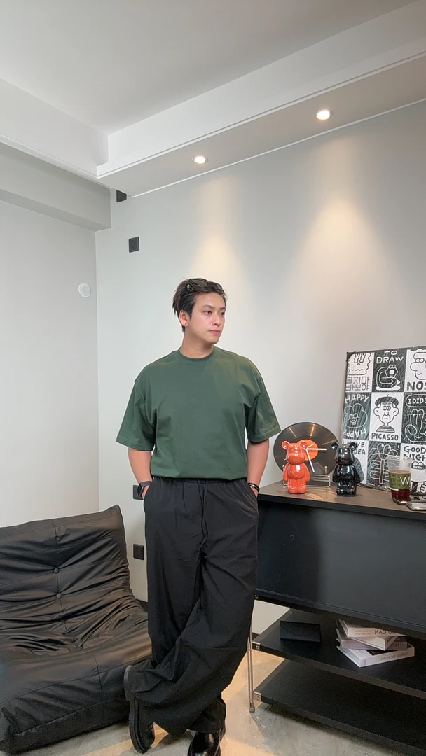 峰脊线FJLINE25夏新品305G重磅短袖落肩纯色街头oversize潮牌T恤