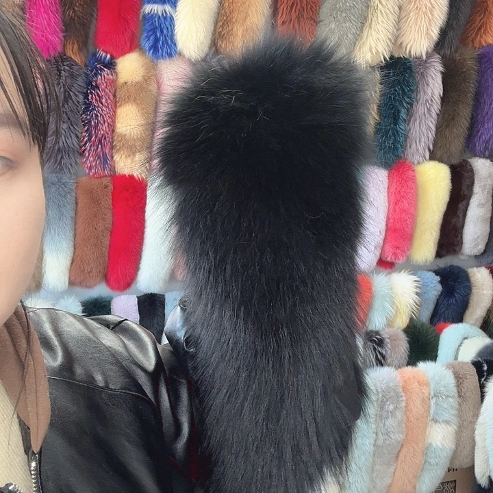 冰***子二层牛皮真皮真毛纯黑色80长