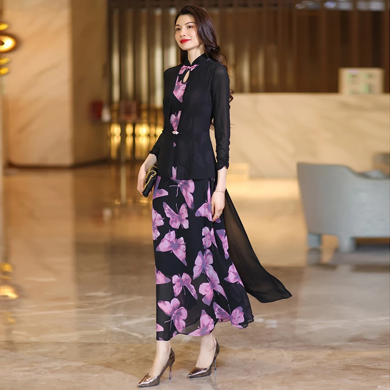 连衣裙女202秋季新款修身高级感显瘦裙子假两件大摆出游长裙