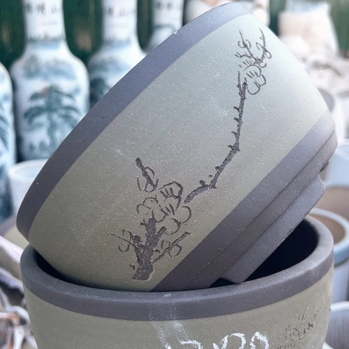 红陶紫砂碗盆口20