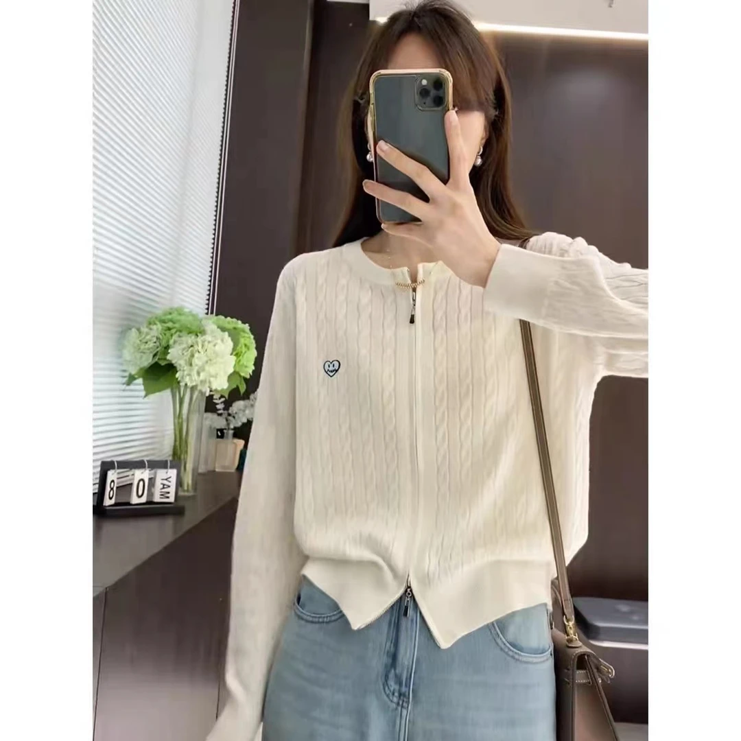 女装绿标设计感小众双拉链内搭针织开衫