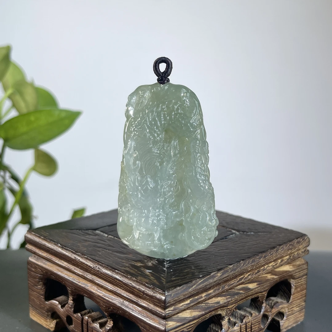 JGB13-133  天然缅甸A货翡翠  龙牌