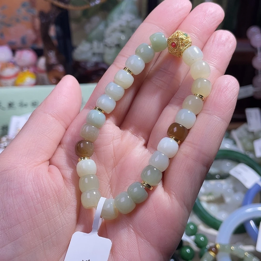 和田玉未镶嵌手串多宝老型珠