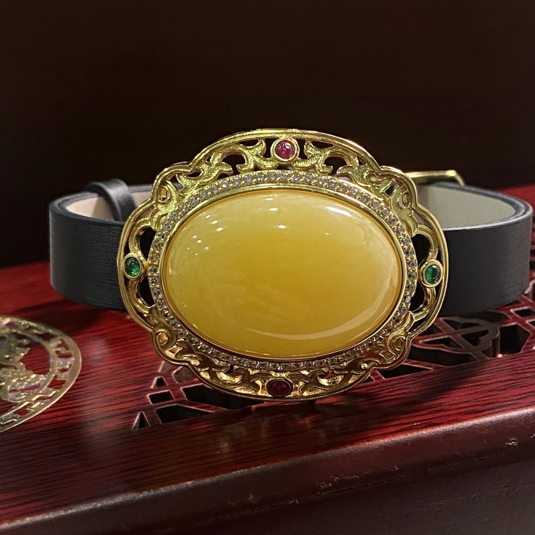 【胖丁珠宝】s925银镶蜜蜡手环20-H237P10【多样性发1件】17*25mm配链