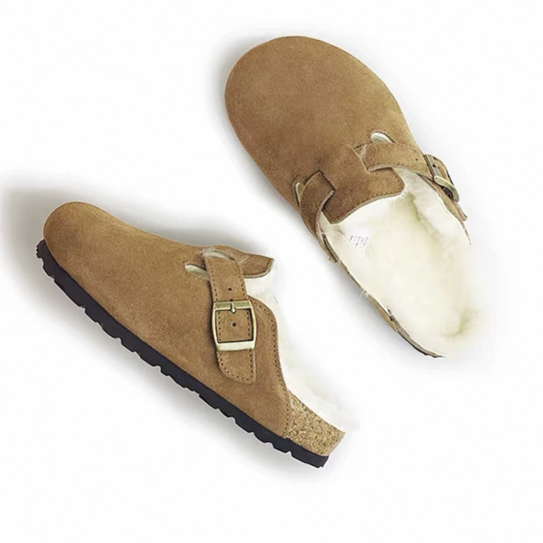 百搭勃肯鞋女秋冬外穿半拖鞋舒适复古加绒防滑平底