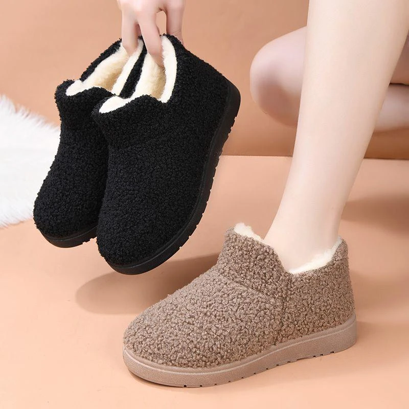 伯希和户外2025新款乐福鞋女鞋毛毛鞋一脚蹬舒适防滑平底时尚雪地
