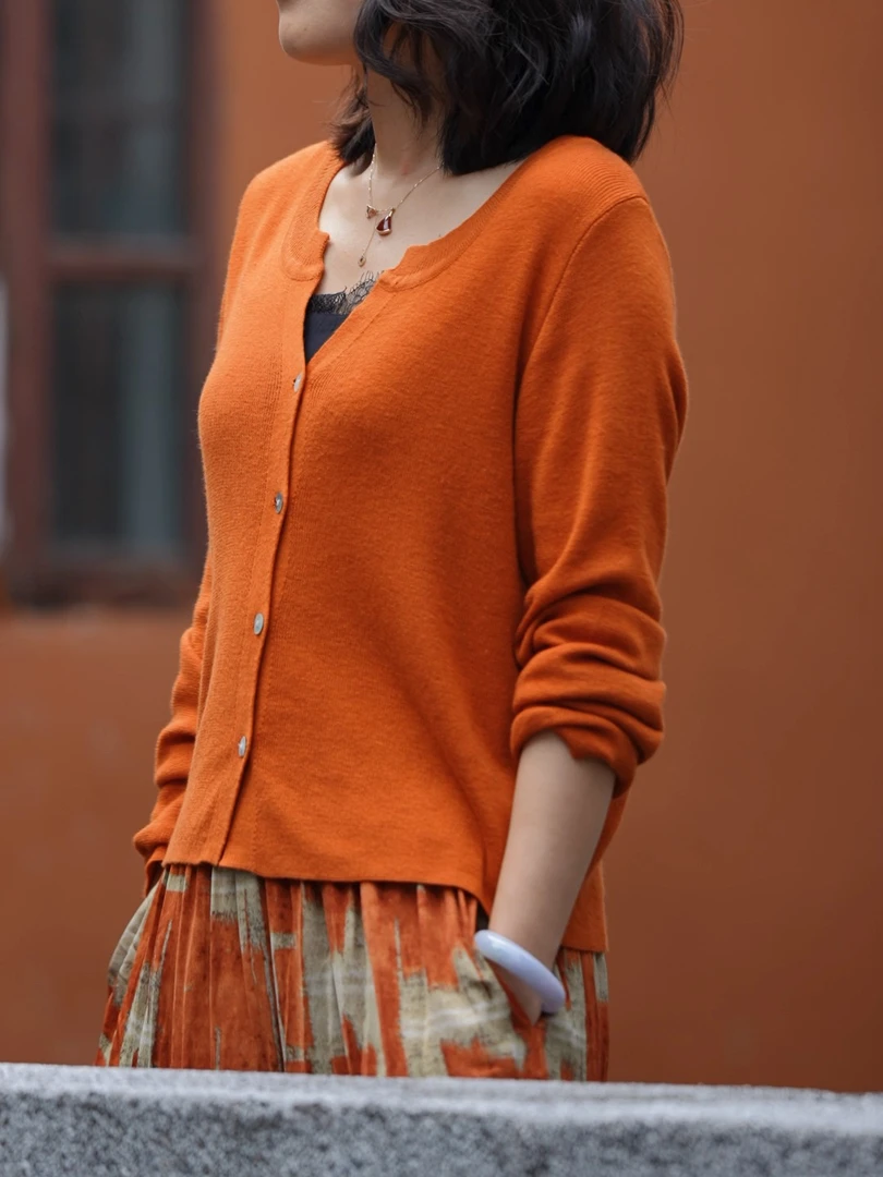 韩系入秋上衣A 2822 2025秋季新款V领长袖针织衫开衫羊毛衫