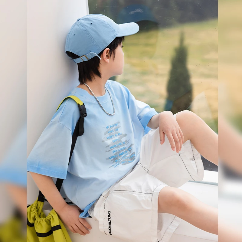 男童夏季扎染渐变短袖T恤儿童2025夏款时髦半袖上衣大童休闲夏装t
