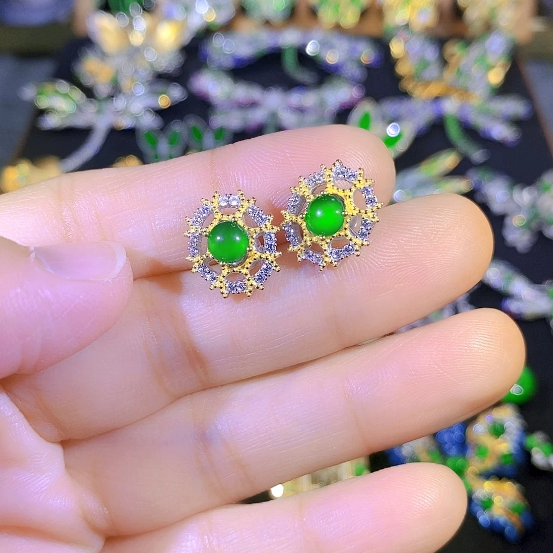 吊坠(不含链)银S925镶嵌翡翠