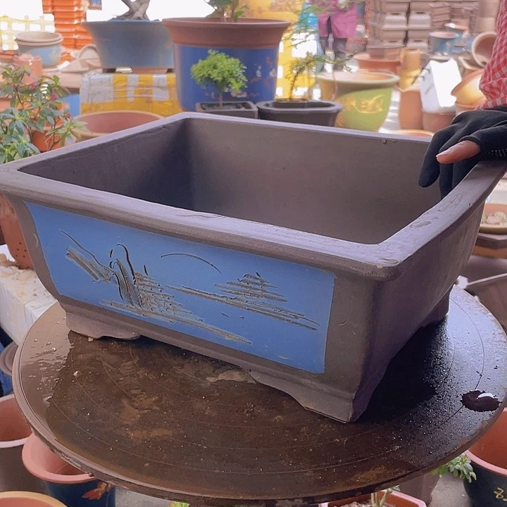 紫砂宜兴紫砂40蓝色马槽